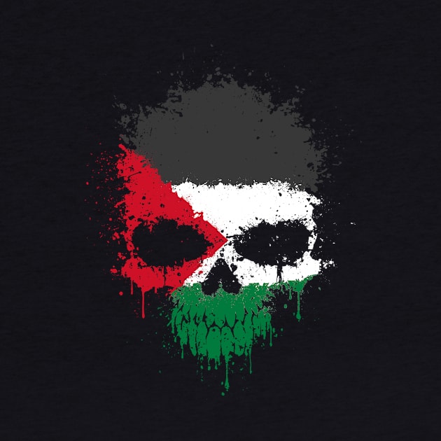 Chaotic Palestinian Flag Splatter Skull by jeffbartels